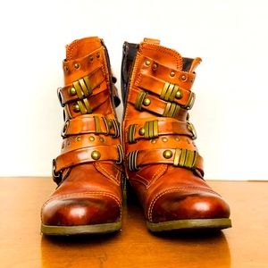 ALDO Brown Leather Ankle Boots with buckles 37